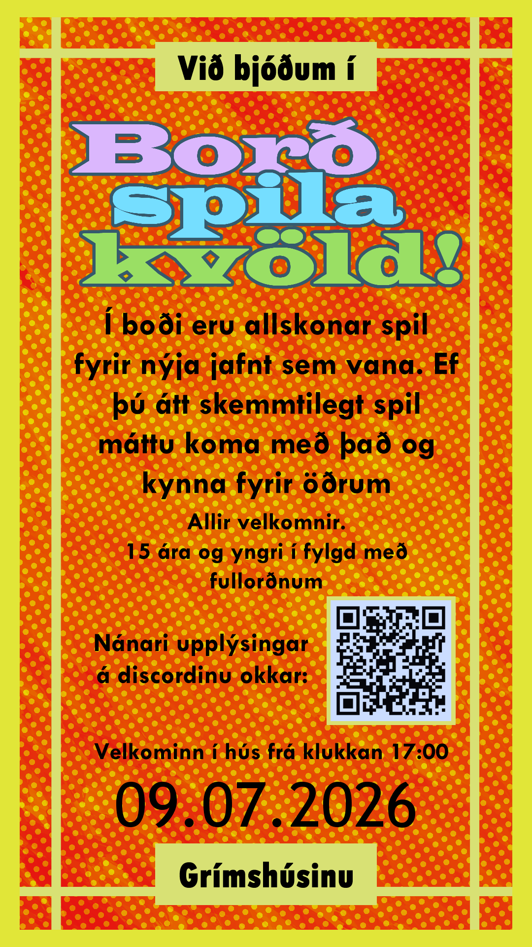 Borðspilakvöld 09.07.2026